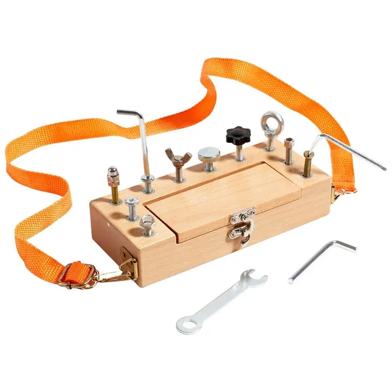 【クリスマス】幼児用本物の工具、3歳、4歳、5歳の子供向け、モンテッソーリドライバーボードセット、木製収納ボックス＆ストラップ、学習用tツール