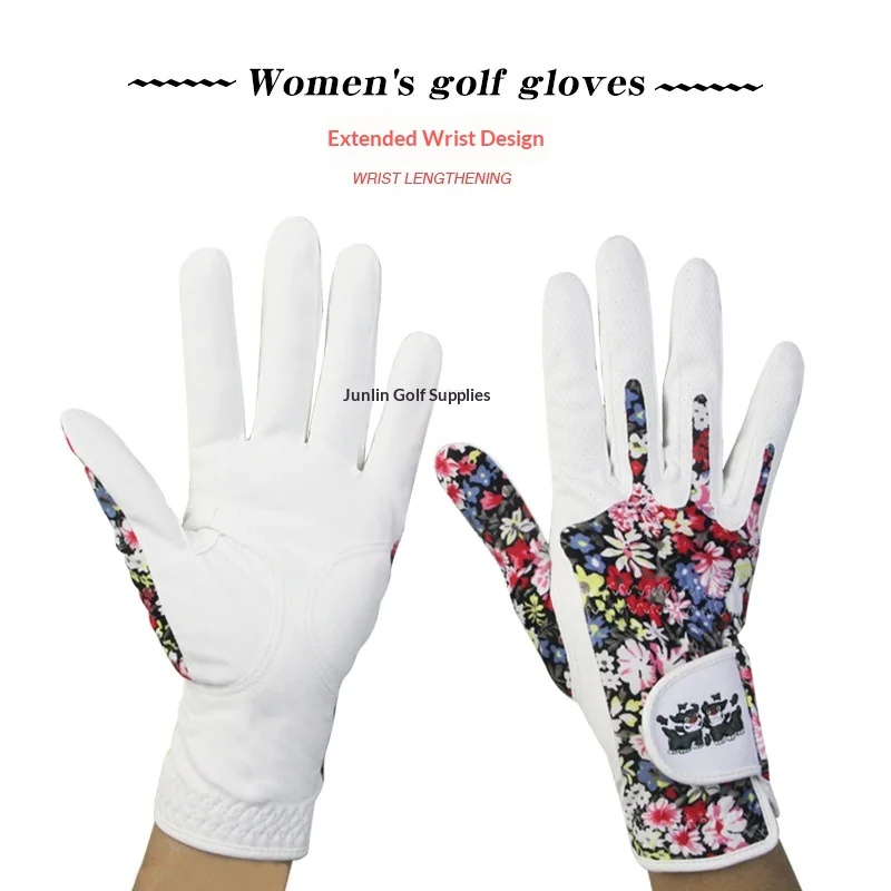 Korean-style women's golf gloves made of nano ultra-fine fabric, comfortable with Velcro and elastic Lycra