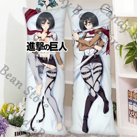 Attacco Anime su Titano Levi Ackerman Mikasa·Ackerman Eren Jaeger Cosplay Lungo Rinforzo Cuscino Cartoon Cuscini di tiro Dakimakura