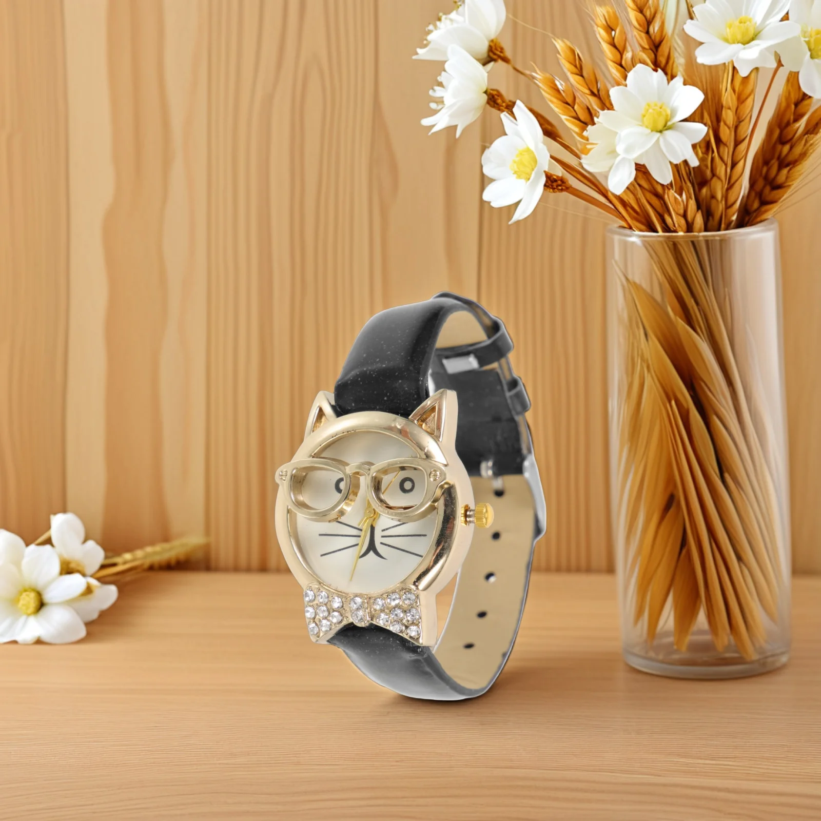 ساعة ديكور قطة رائعة للنساء، ساعة يد عصرية للقطط الكرتونية، خفيفة الوزن ومريحة، ملابس كاجوال، بيان الموضة #4