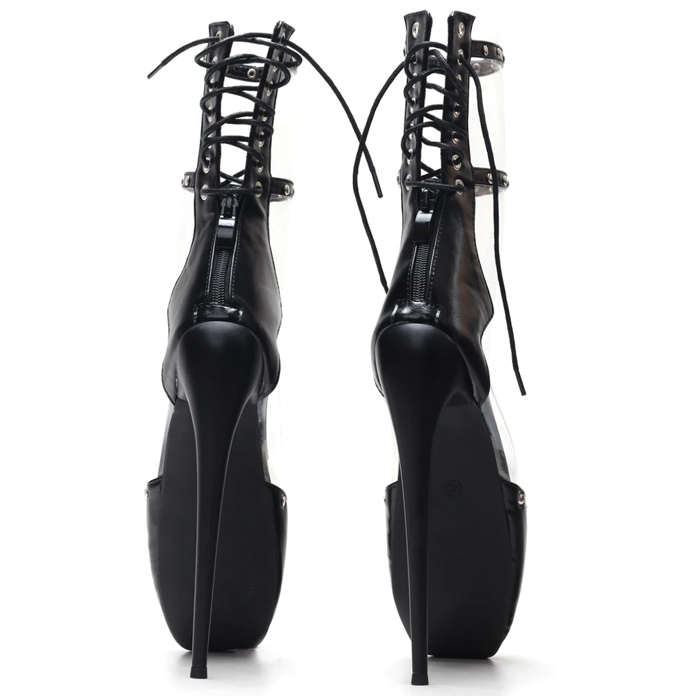 Unisex Extreme 7Inch Ballet Cosplay Gothic Fetish Clear PVC Boots Size36-46
