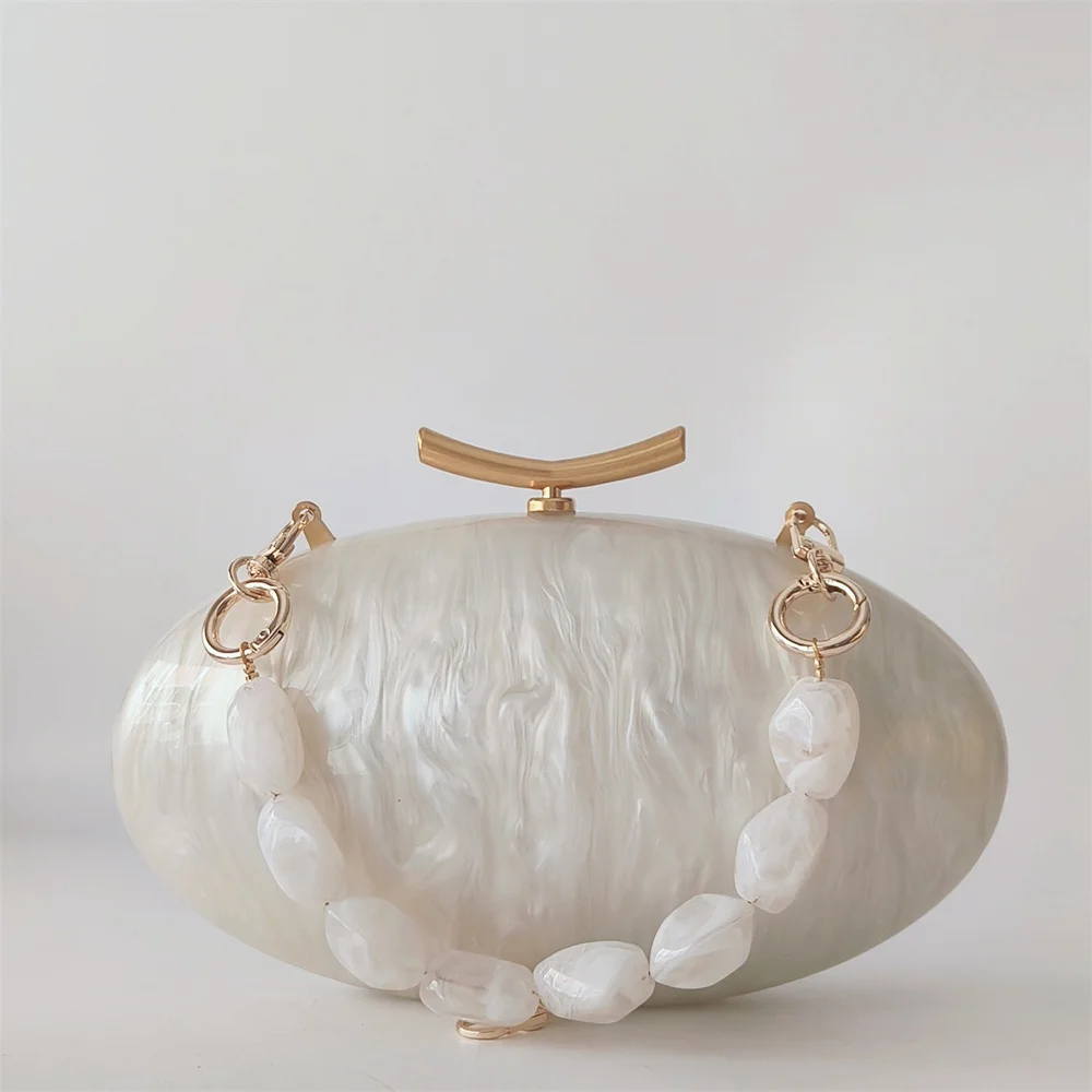 

Pearl Lady Brands Woman Party Purse Wedding Acrylic Bag Crossbody Shoulder Clutch Evening Oval Female Shell Women's Handbags