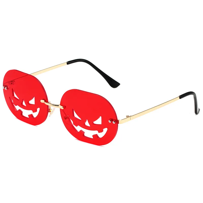 

2024 New Halloween Pumpkin Irregular Sunglasses Rimless Dance Party Sunglasses