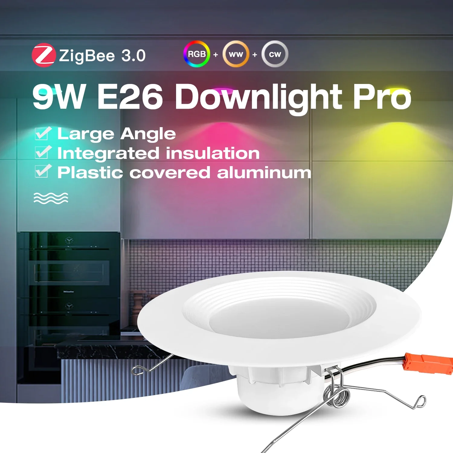 

Gledopto ZigBee3.0 9W LED Downlight E26 Recessed Light Dim Color Temperature RGB For Indoor Lighting Tuya Homey Alexa App Voice