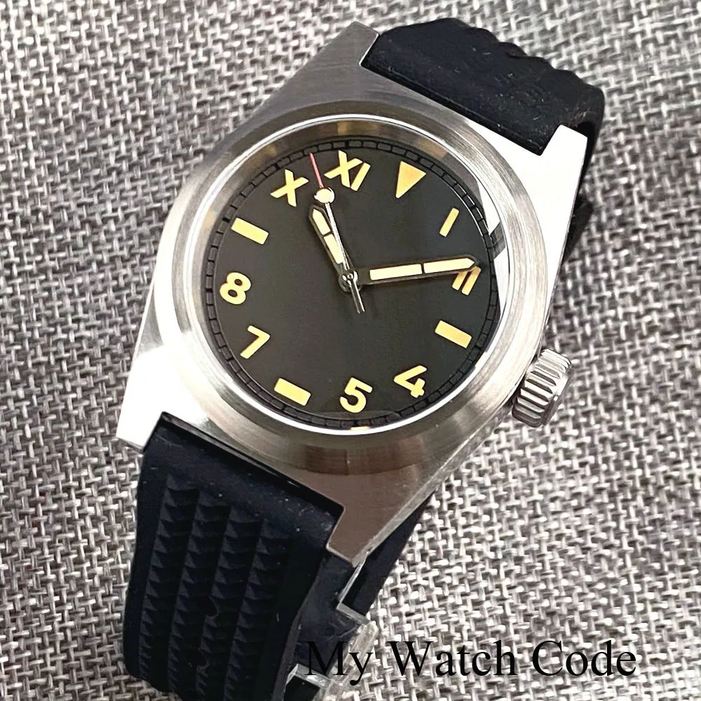 Tandorio Diver Pilot Watch 38mm Vintage California Automatic Watch for Men Gun grey Dial NH35A pt5000 AR Domed Sapphire Crystal