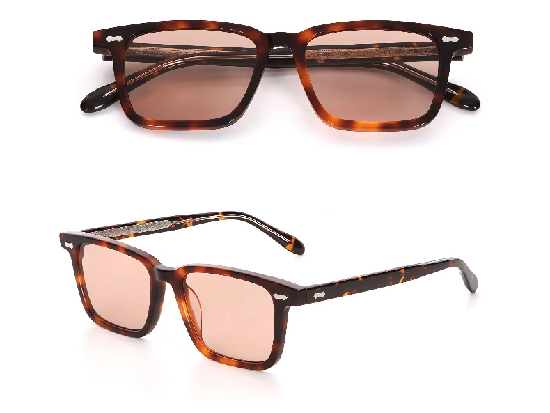 LumoGaze Modische Retro Quadratische Damen-Sonnenbrille Retro Herren-Luxus-Sonnenbrille mit Nieten-Design Handgefertigte Acetatfaser-Sonnenbrille UV400 – Detail 18