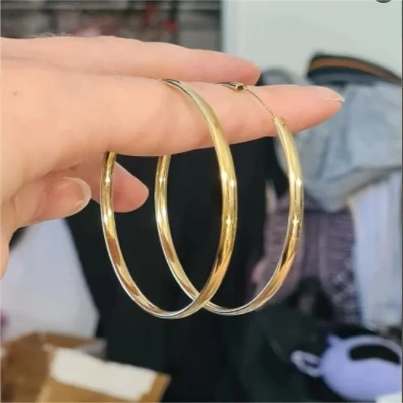 316L Edelstahl 3-6CM Schneidbare Creolen für Damen, modisch, gelbgoldfarben, Ohrringe und Ringe, Schmuckgeschenke – Detail 1