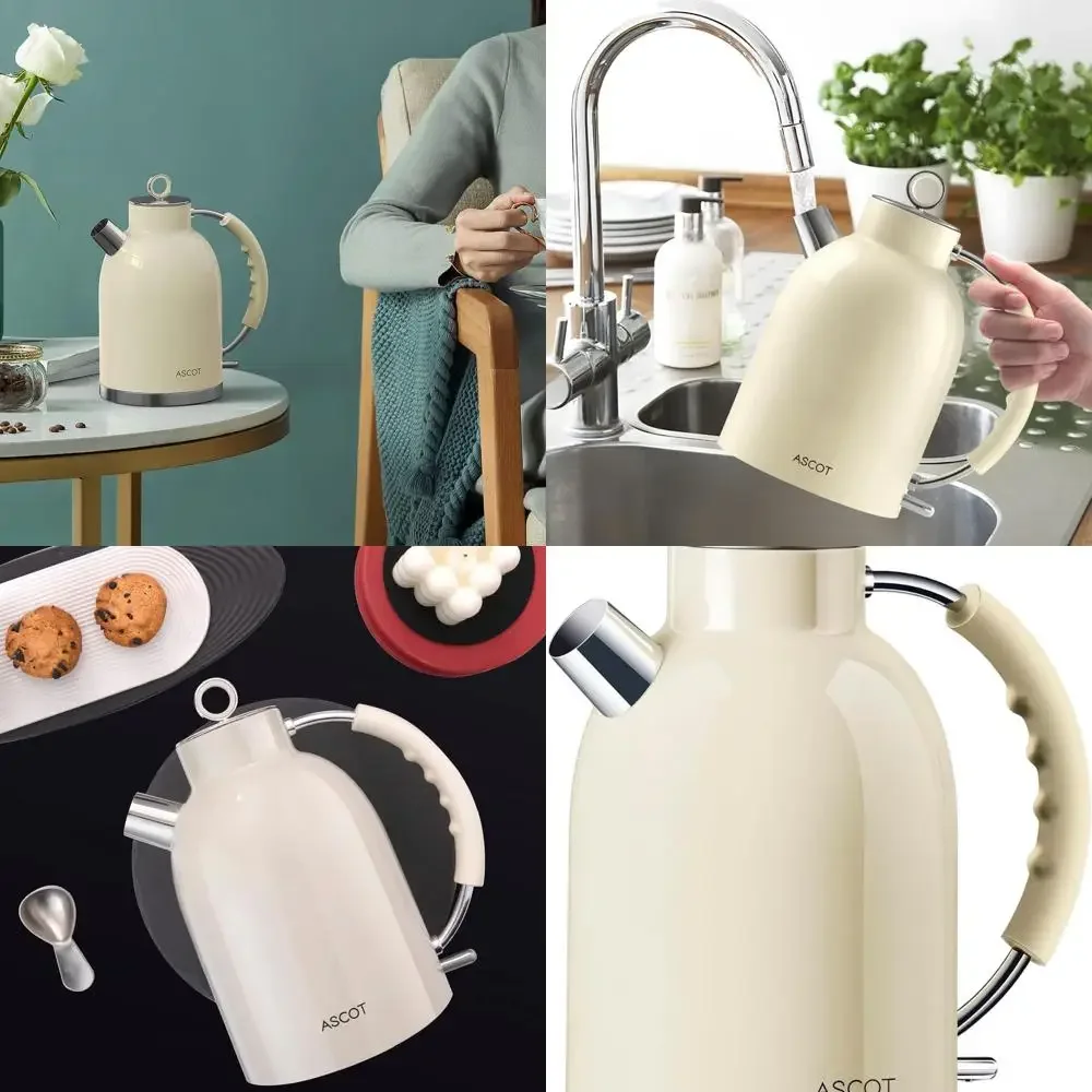 

1.5L Retro-Style Stainless Steel Electric Kettle with Auto Shut-Off & Boil-Dry Protection for Tea & Hot Water