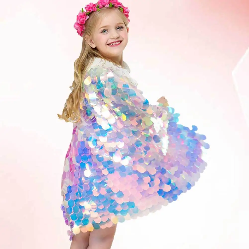 

Cloak For Girls Colorful Soft Performance Cape Birthday Party Theme Event Girls Sequin Cape Cloak Accessory