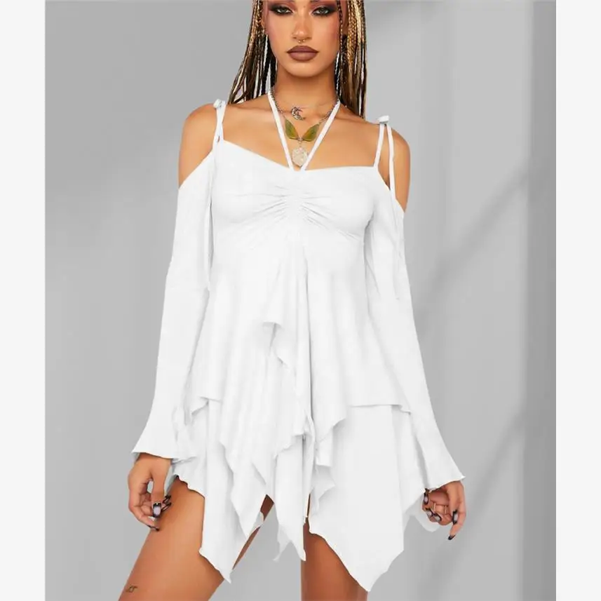 Sexy asymétrique ter Dr Design irrégulier loween Performance Costume Cleanfit H Version lin coton t-shirt quart Sve