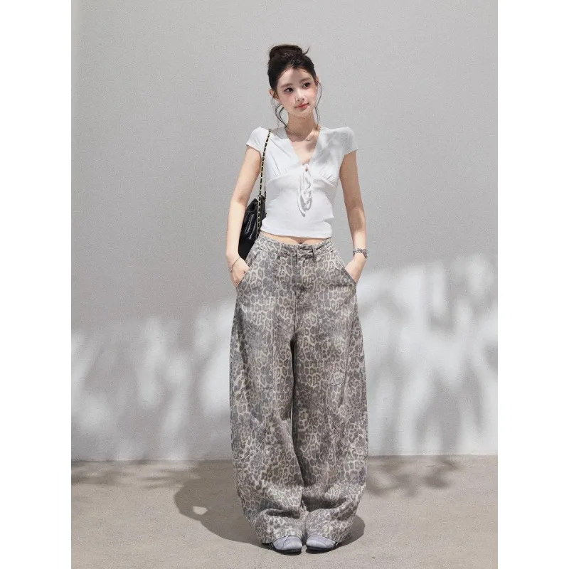 Pantalones estéticos Y2K con estampado de leopardo para mujer, pantalones acampanados de cintura alta con parte inferior acampanada, pantalones Retro de discoteca de los años 70, pantalones de fiesta a la moda para discoteca, novedad de 2025