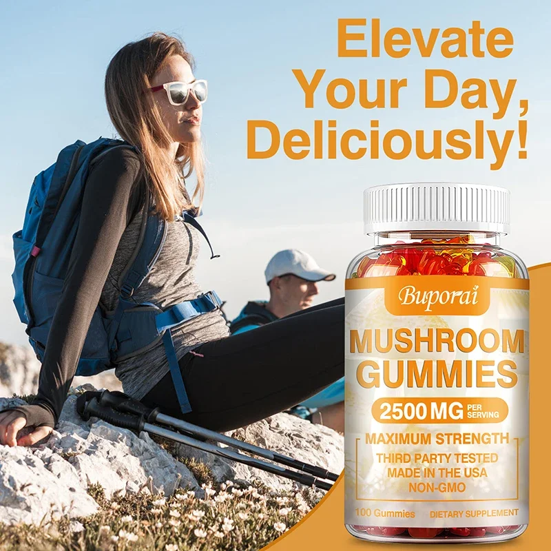 Mushroom Gummies - Helps with Concentration, Memory, Stress Relief, and Mood Improvement