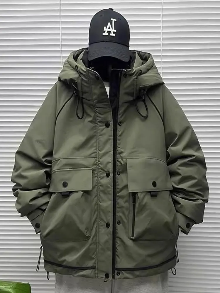 

Модная мужская утепленная хлопковая куртка-пуховик 2025 года: новая американская рабочая одежда, утолщенная, теплая, морозостойкая верхняя одежда