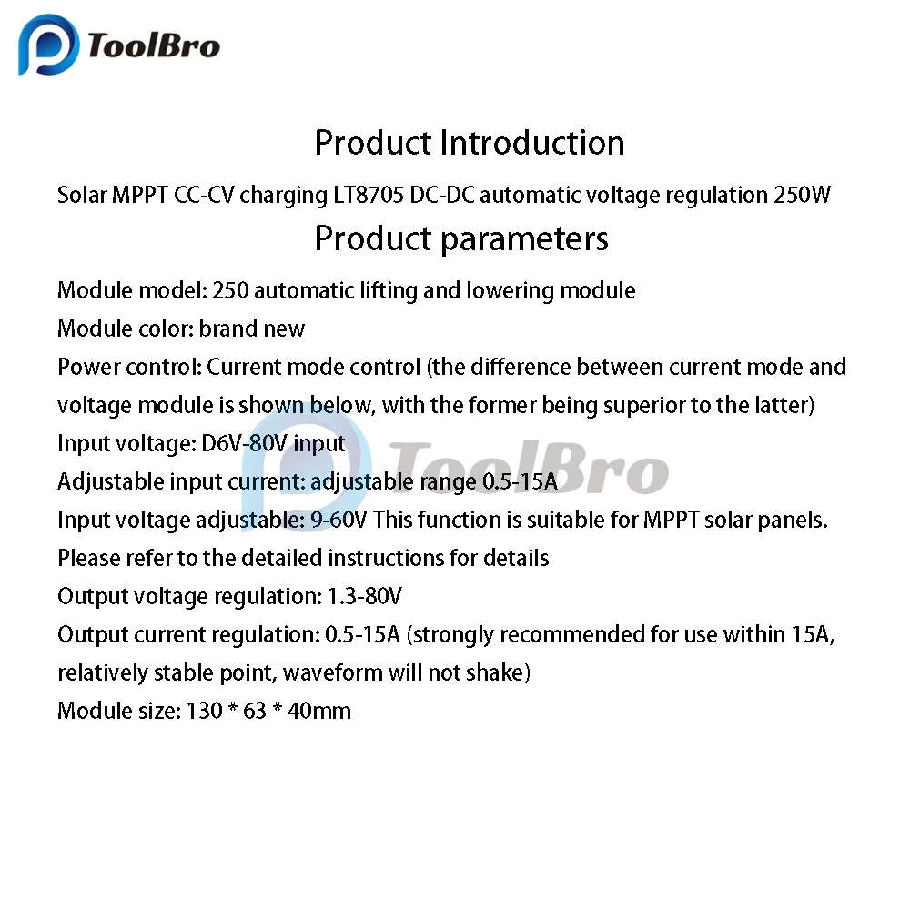 Imagem -03 - Mppt Solar Cc-cv Setp Upstep Down Módulo 20a Módulo Regulador de Tensão Ajustável Buck-boost Automático 250w Lt8705