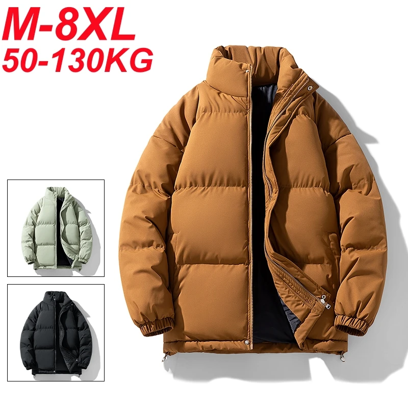 Winter Parka Men Brown Thick Warm Jackets Big Size 6xl 7xl 8xl Oversize Cotton Padded Windbreaker Outwear Waterproof Loose Coats