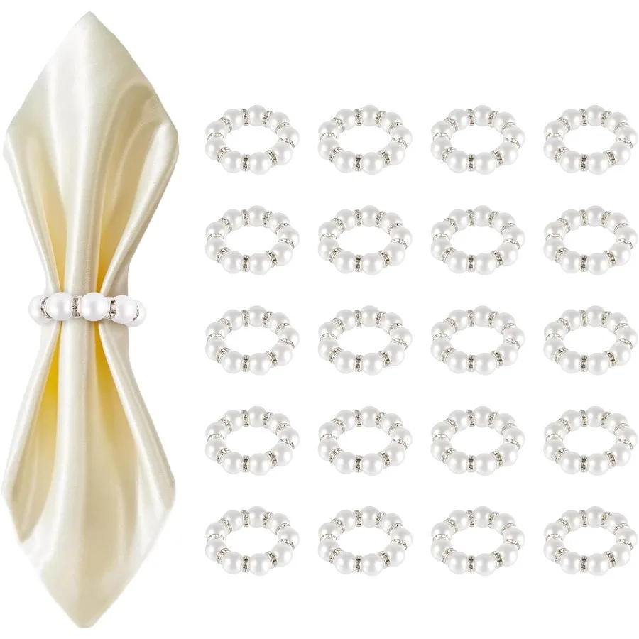 

20pcs Pearl Napkin Rings Luxurious Napkin Rings for Decorating Table Napkins Elegant Napkins Ring Holders for Dinner Wedding Pa