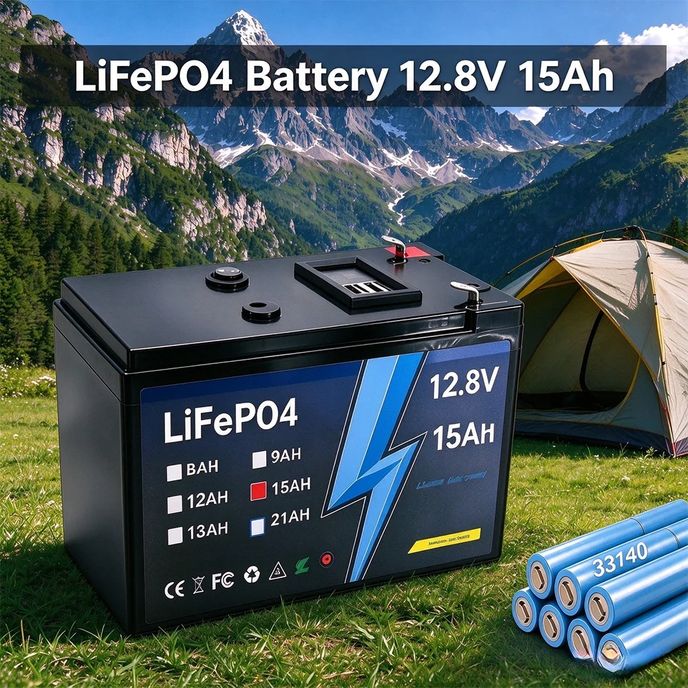 Humsienk LiFePO4 Lithium Battery 12V 15AH BMS 30A 192Wh For RV/Vans/Trolling Motor/Off-grid/Camping/2-Year Warranty/UL 1973