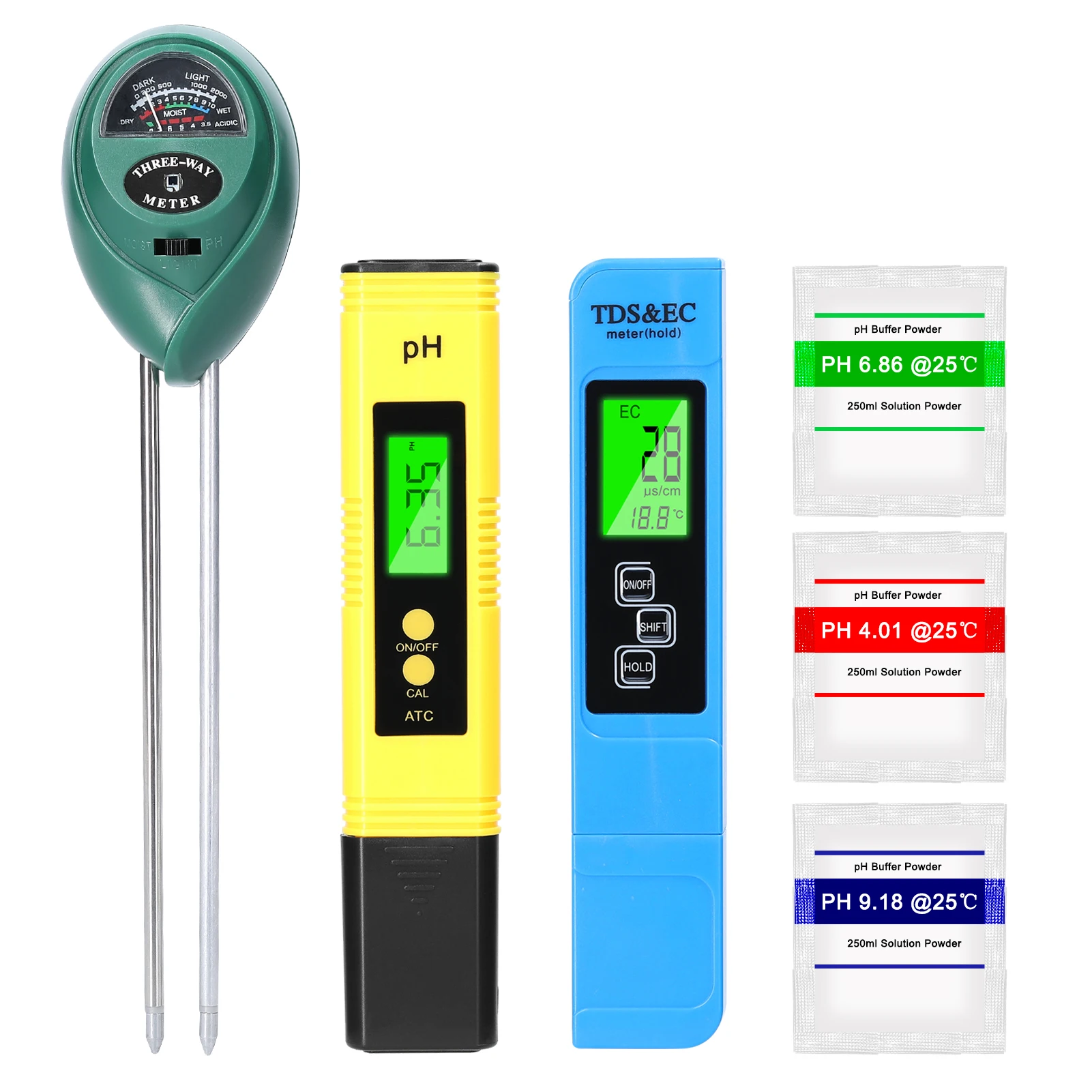 Professional PH Tester TDS EC Test Pen Soil Moisture/PH/Sunlight Intensity Testers Garden Planting Soil Detector Multifunctional