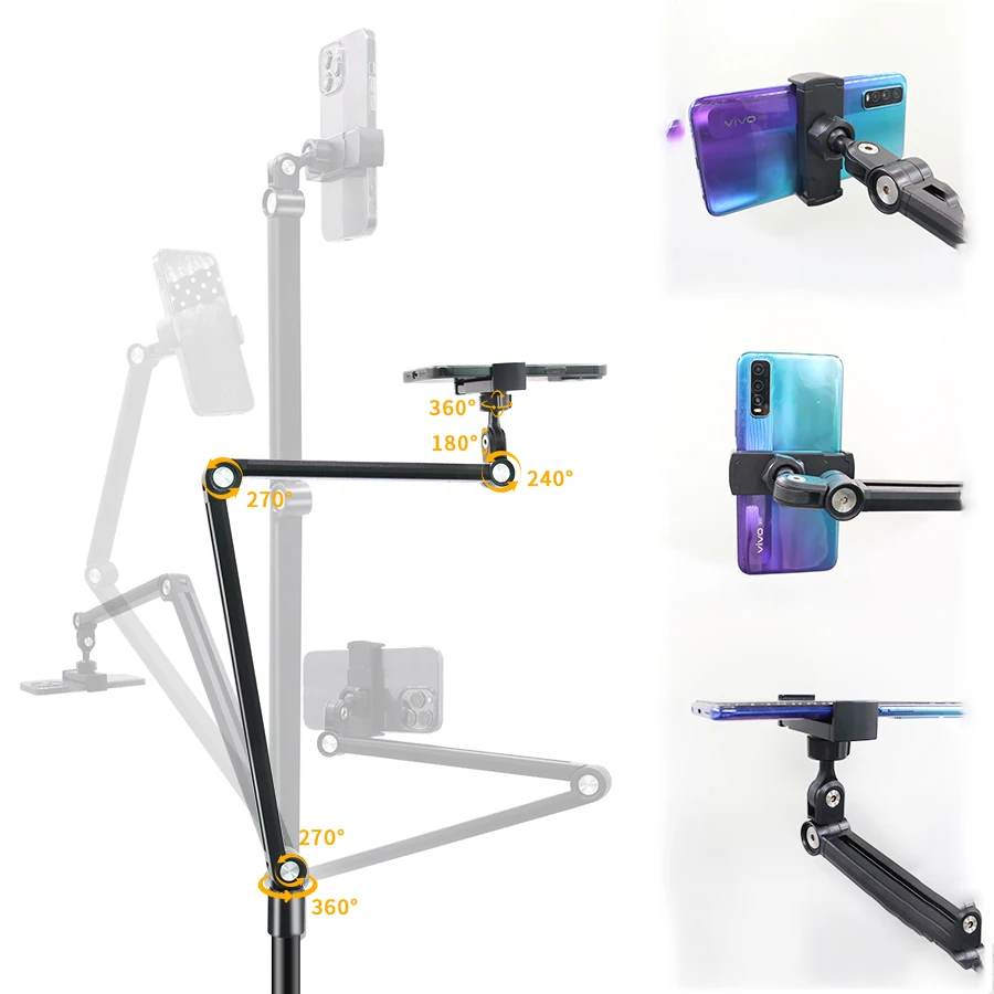

Long Arm Lazy Phone Holder Stand 360 Degree Adjustable Floor Tablet Stand Anti-shake Gooseneck Tablet Holder Stand