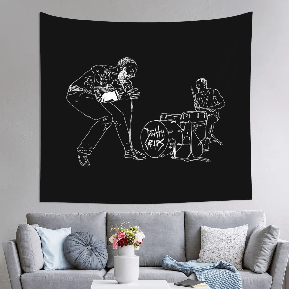 

Death Grips Tapestry Hippie Polyester Wall Hanging Room Decor Table Cover Witchcraft Wall Tapestry