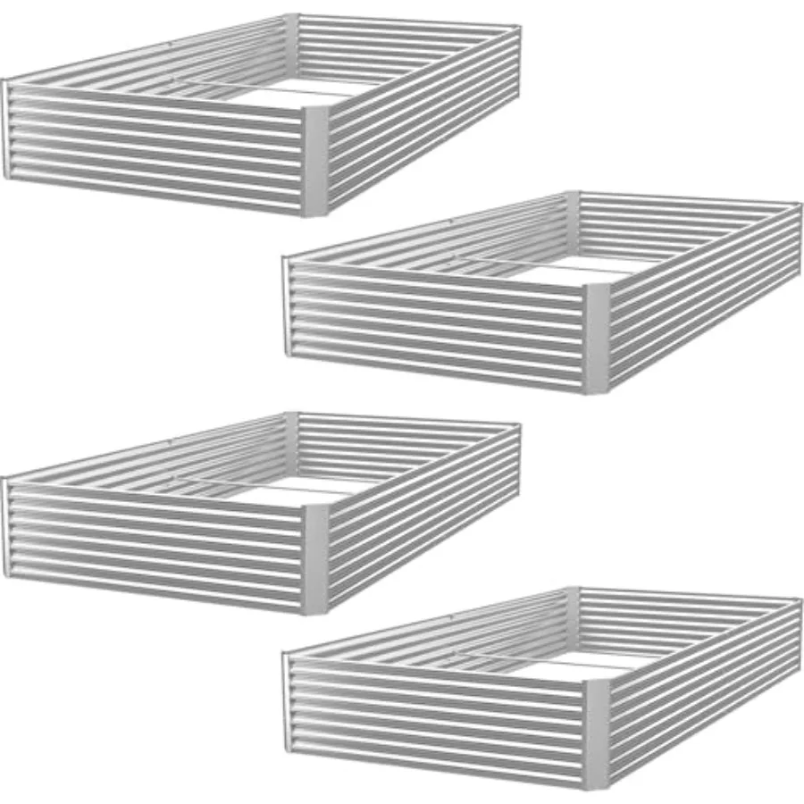 

Комплект из 4-х прямоугольных оцинкованных стальных грядок для выращивания овощей и цветов, уличные металлические приподнятые грядки для сада