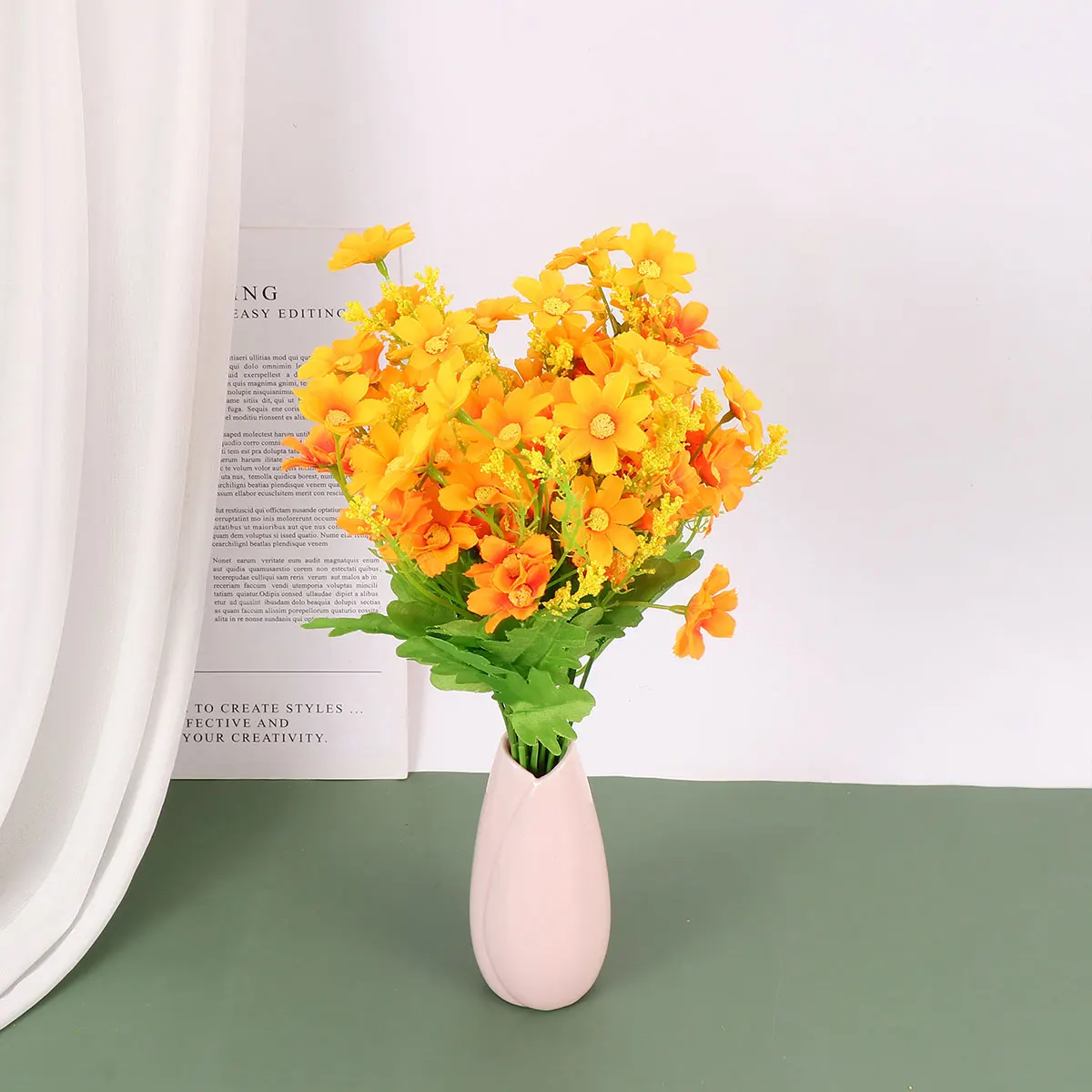 

3 Pcs Artificial Daisy Bouquet Chrysanthemum Home Wedding Decor Plastic Marguerite Bunch Eco Friendly Room Cafe Restaurant