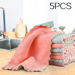 5 kitchen cleaning towels Absorbent thick cleaning cloth Wipe table Kitchen towels Microfiber cloth for dishes