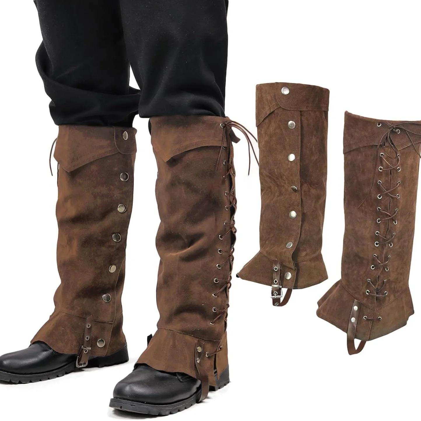 

Halloween Carnival Medieval Victoria Bandage Shoes Boots Cover Unisex Leg Guard Warm Adult Armor Viking Warrior Knight Cosplay