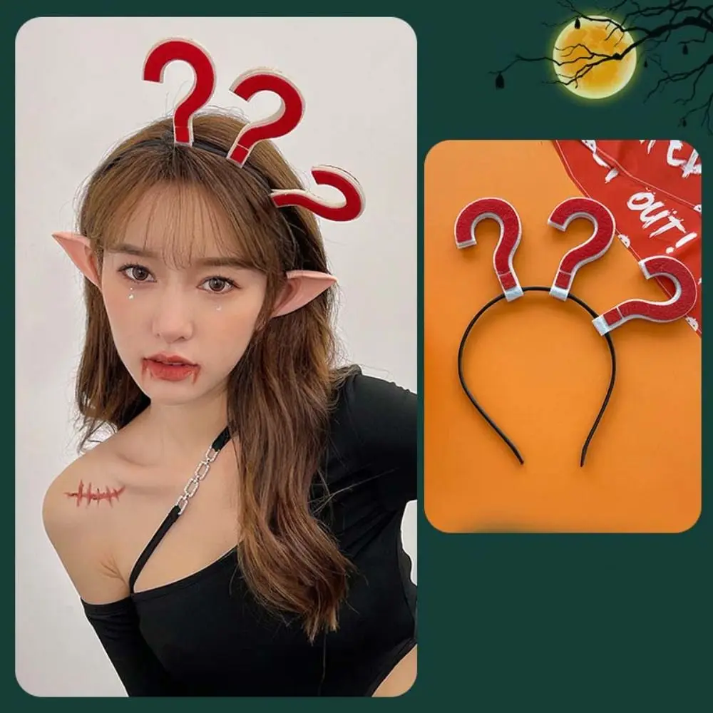 Question Mark Halloween Headband Halloween Decoration Supplies Braided Hair Cosplay Headband Headpiece Halloween Headwear Lady