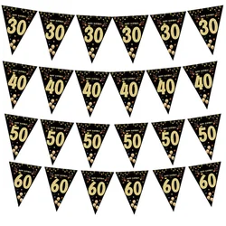 Banner di buon compleanno in oro nero 30 40 50 60 bandiere appese decorazione per feste di compleanno decorazioni per sfondo Bunting Garland Banner