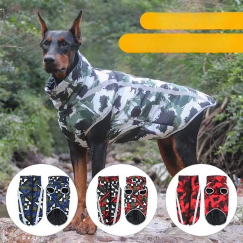 Doberman Clothes Big Dog Rush Suit Autumn And Winter Waterproof Border Collie Winter Cotton Padded Clothes Large Dog