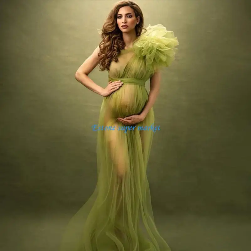 090B Przyjazna dla skóry sukienka ciążowa Siateczkowa poliestrowa suknia wieczorowa Oddychająca Wygodna dla kobiet w ciąży Sesje