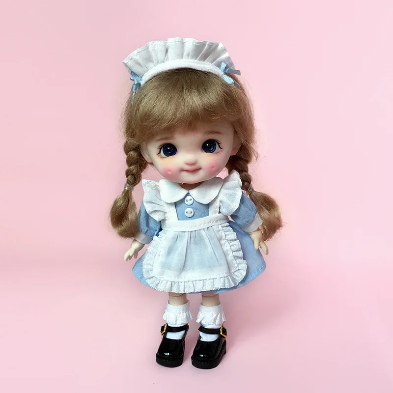 New Ob11 Bjd Dolls Dress Clothes With Apron Doll French Maid With Headwear For Ob11,Obitsu 11,Molly, Gsc,1/12 Bjd Doll