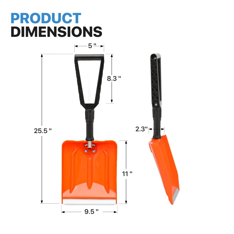 Custom.MoNiBloom Foldable Snow Shovel Portable Car Shovel Snow Removal Outdoor Emergency Camping Hiking Adventure Garde