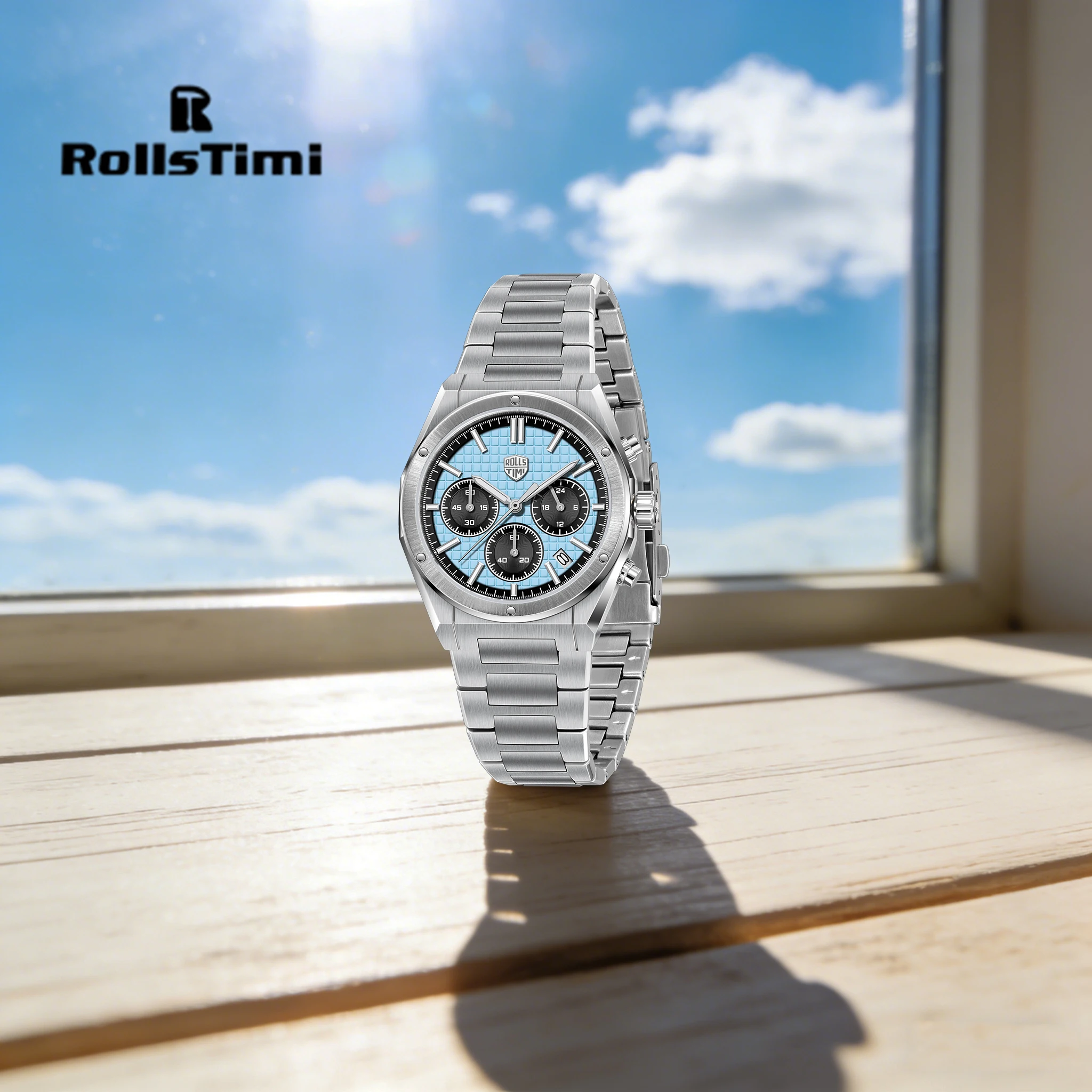 ROLLSTIMI Executive Luxury Men's Quartz Watch Classic Versatile Stainless Steel Accurate Timekeeping 10Bar Diving Luminous Clock
