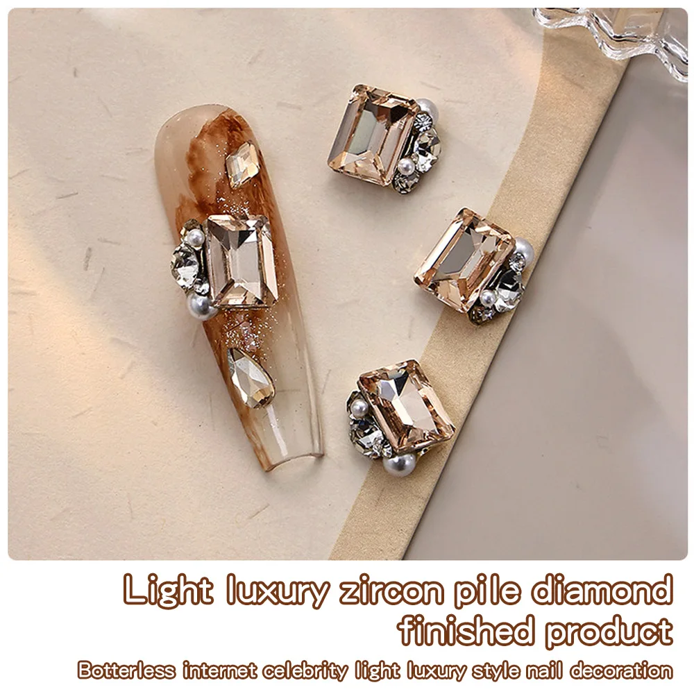 

KANIU Handmade Coffee Colored Sparkling Peach Heart Rhinestone Decorations Rhinestones Charms For Nails Decoration Supplies