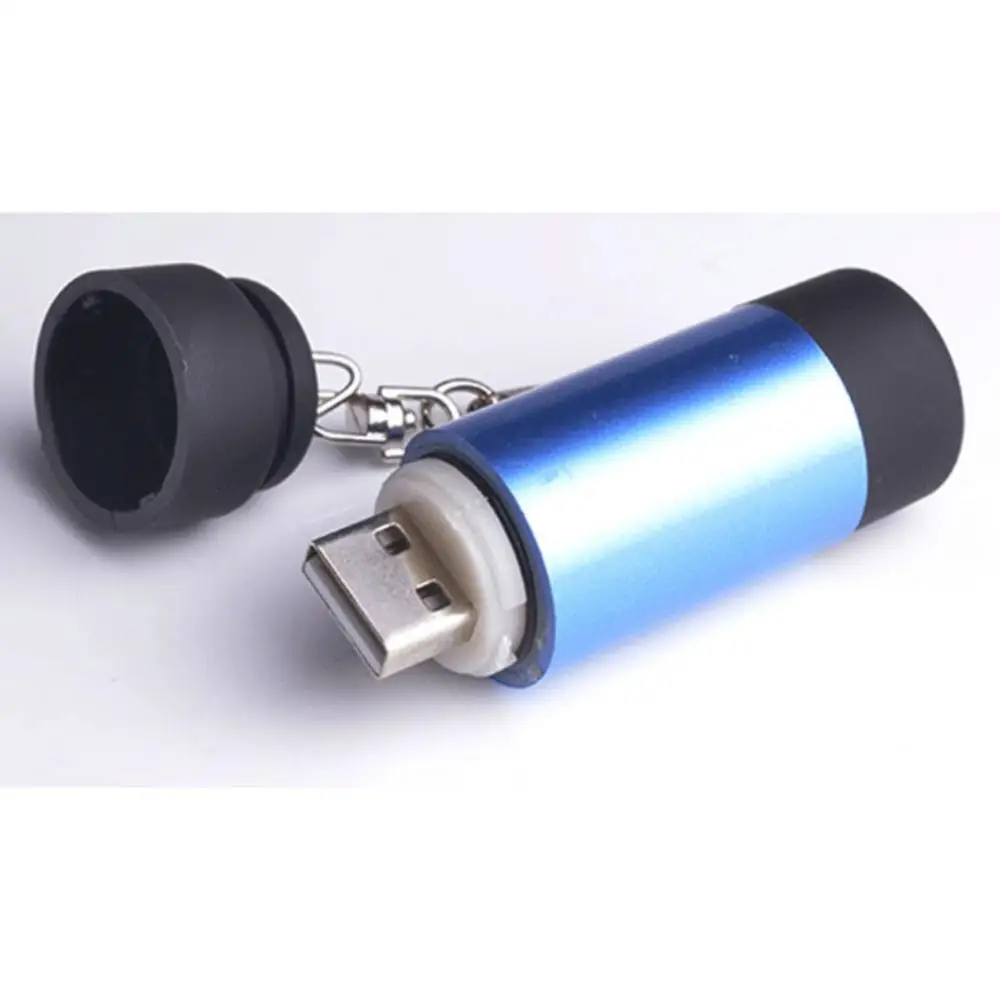 Mini linterna LED de bolsillo recargable por USB, portátil, impermeable, luz blanca, llavero, linterna súper pequeña con batería