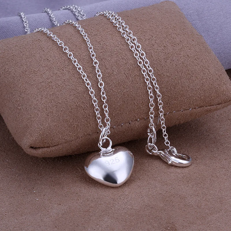 

Hot 925 Sterling Silver Solid Romantic Heart Necklace For Women Wedding Fashion Party Wedding Accessories Jewelry Birthday Gifts