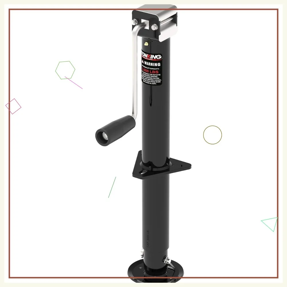 

Heavy Duty 5000 lbs Capacity A Frame Trailer Jack with Adjustable Drop Leg and Side Wind, 15" Lift