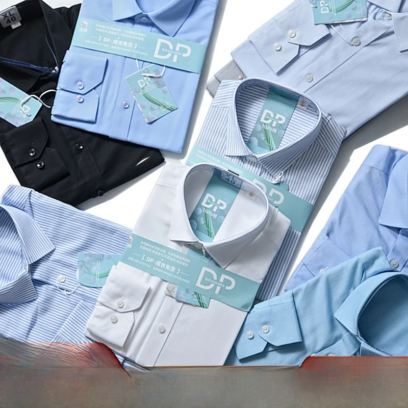 

00% Cotton Men's Busin Commute irt Long Sve Comfortable Breathable Autumn Winter Casual Sle Stand Fit Wior C...