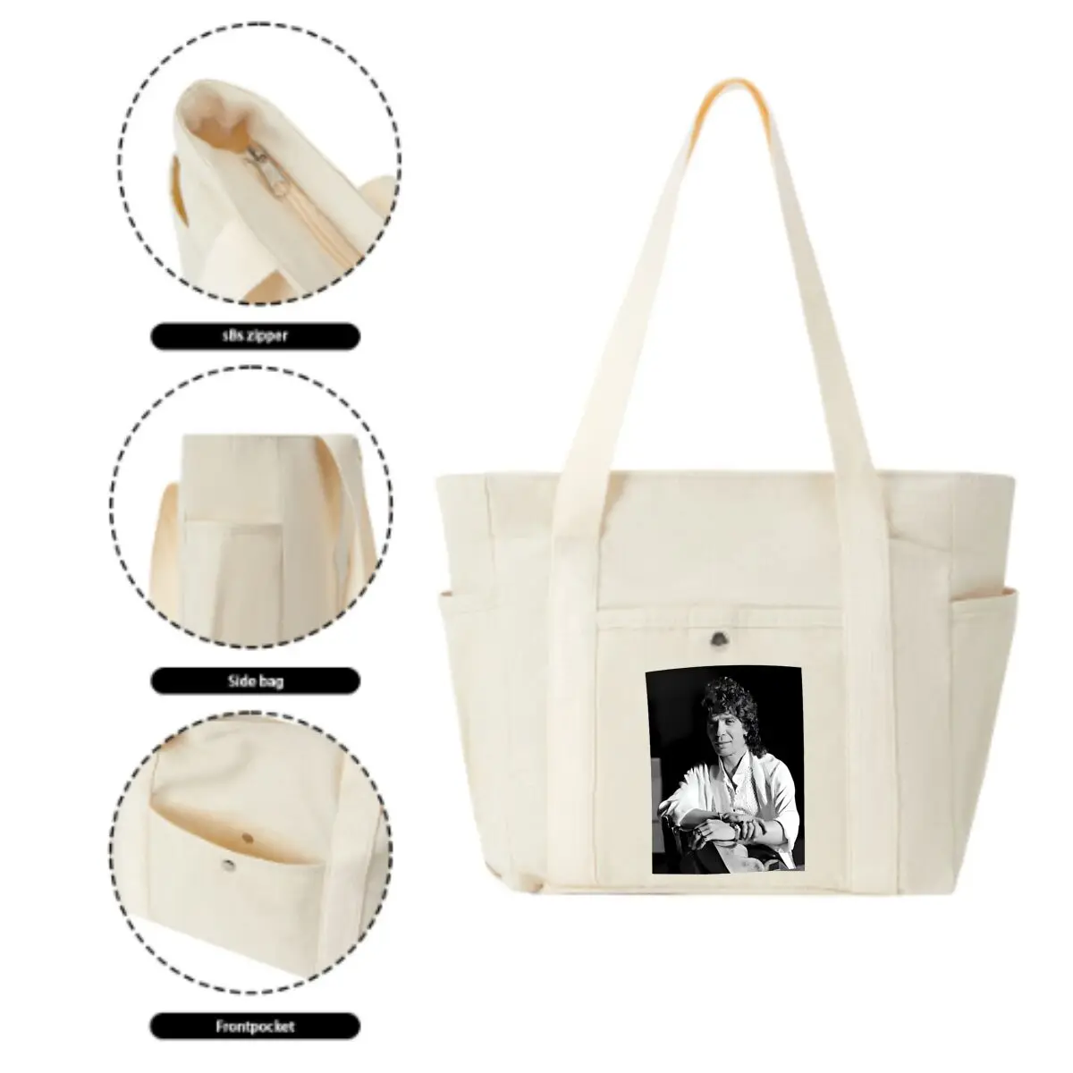 صورة أبيض وأسود لرجل ذو شعر مجعد حقيبة كتف نسائية عصرية ذات سعة كبيرة حقيبة حمل للطلاب