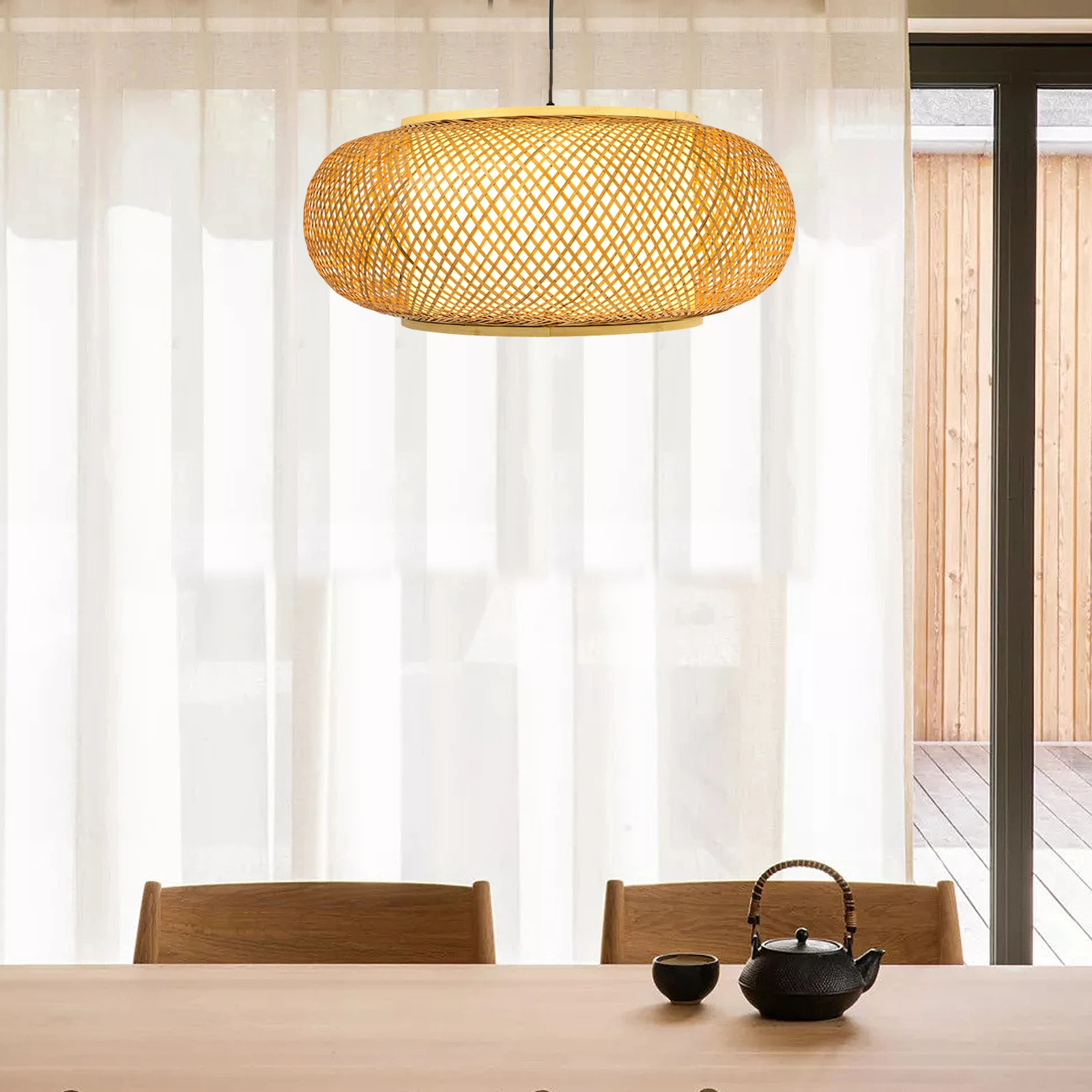 

LOYALHEARTD Retro 23.5" Ceiling Light Bamboo Rattan Weaving Pendant Light Rattan Lantern Homestay Hotels Ceiling Lamp 60cm