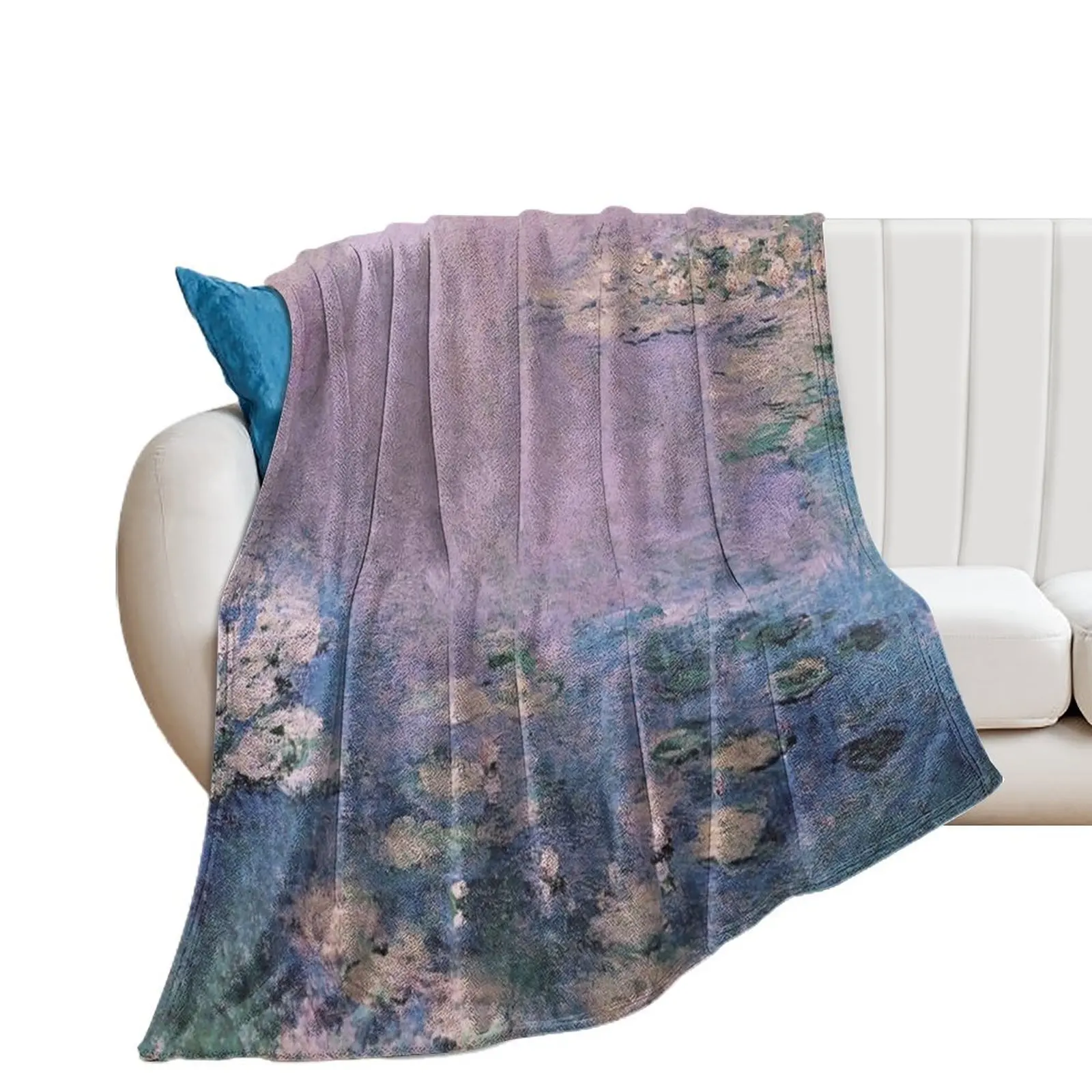 Le Bassin aux Nymphéas Lilas de Claude Monet Monet Lilac Water Lily Pond Throw Blanket for winter Moving Designers Blankets