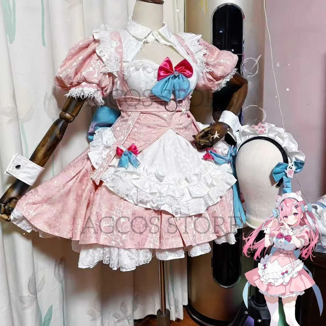 AGCOS مخصص Vtuber ساكونا تأثيري حلي امرأة ملابس عيد الميلاد خادمة فستان ازياء تأثيري