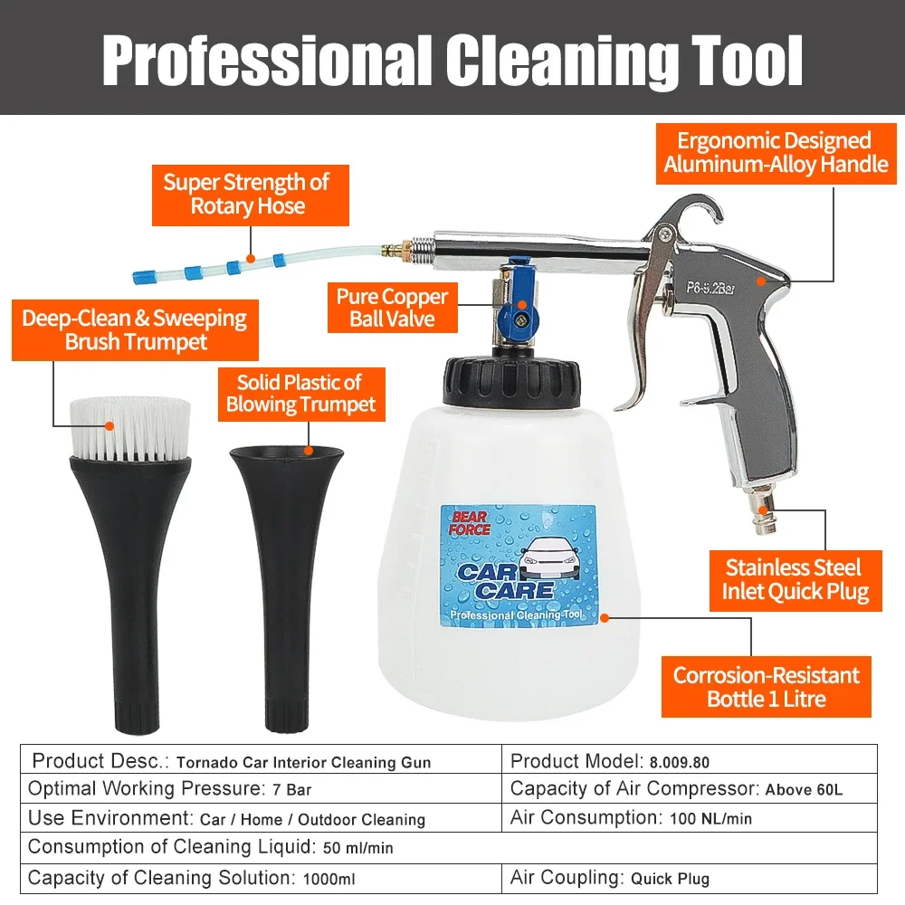 Pneumatic Air Foam Gun Interior Deep Cleaning Gun Espuma Tool high pressure car wash detailing tool
