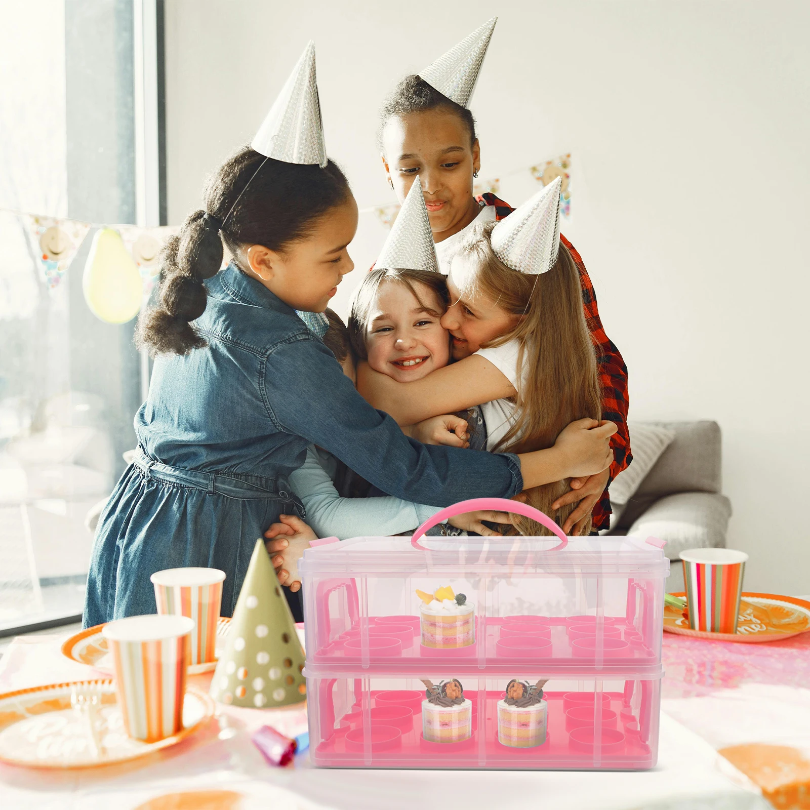 

Cake Box Multi Layer Containers Portable Clear Carrier Egg Tart Holder H Packing Box For Bakery Parties Take Out Muffin