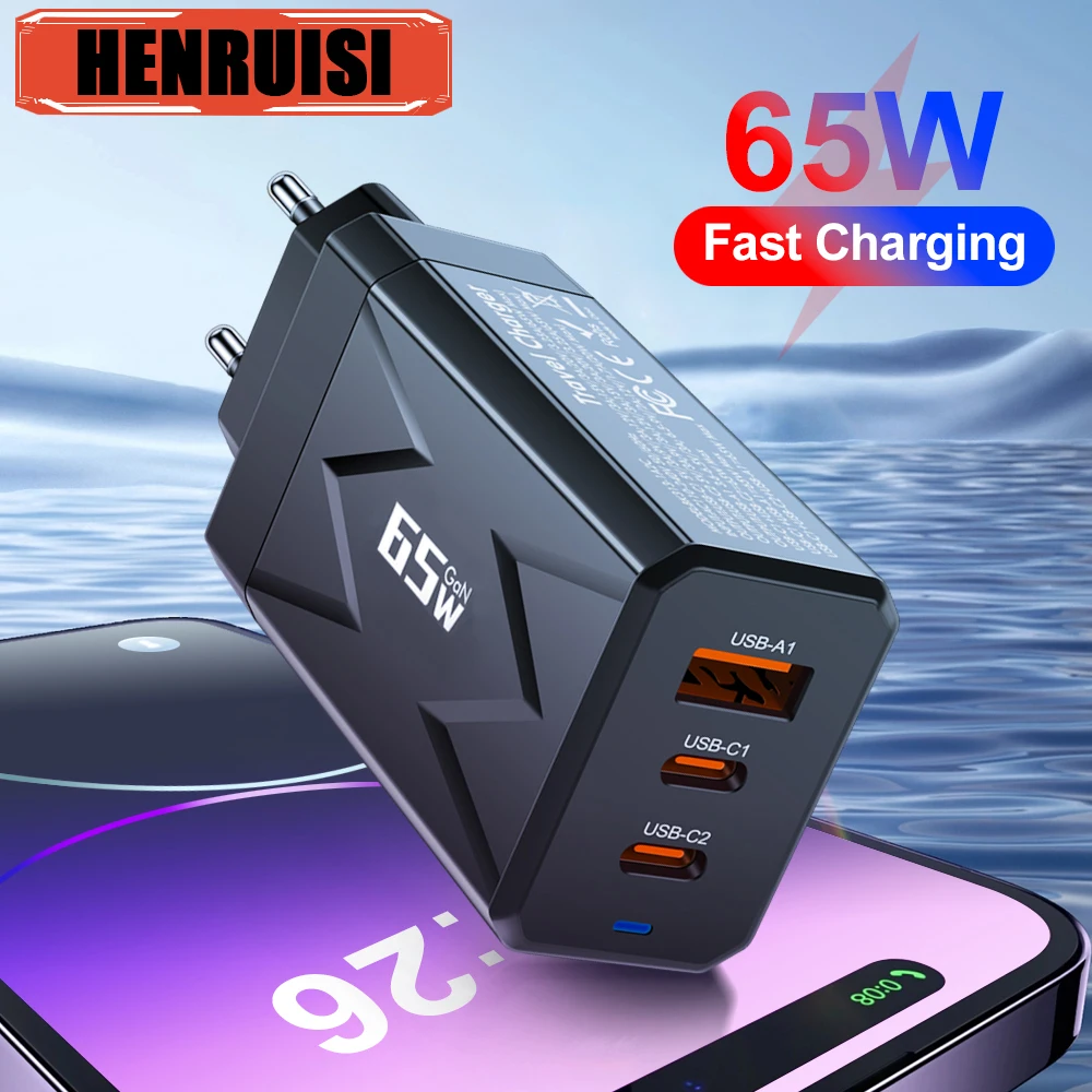 

65W USB Type C Fast Charger Charging 3 Ports EU/US Plug Wall Charger For iPhone Samsung Xiaomi Huawei USB Phone Charger Adapter