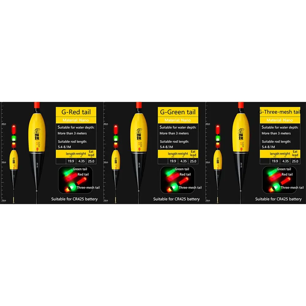 롱 샷 큰 물고기 바다 낚시 슬립 드리프트 튜브 전자 플로트 부표, 스마트 플로트 탑 야광 전자 플로트 테일