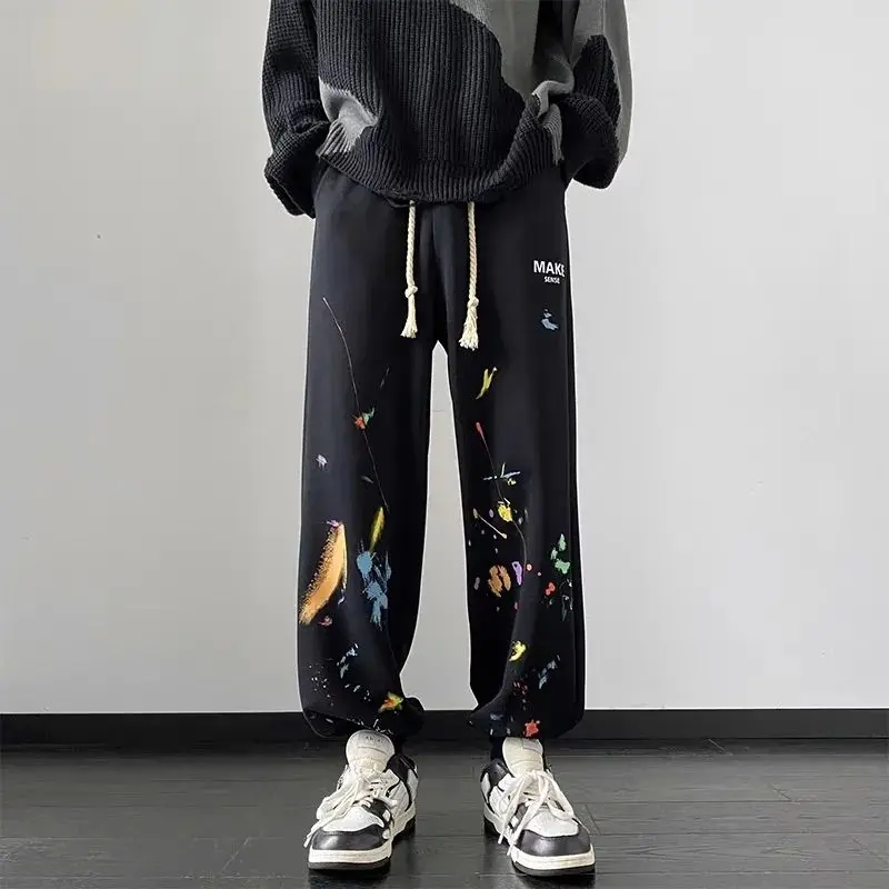 女性のルーズプリントカジュアルパンツ,個性,ストリートウェア,アメリカ風,スポーティなファッション,ヒップホップパンツ,すべてにマッチ,ハイウエスト,10代