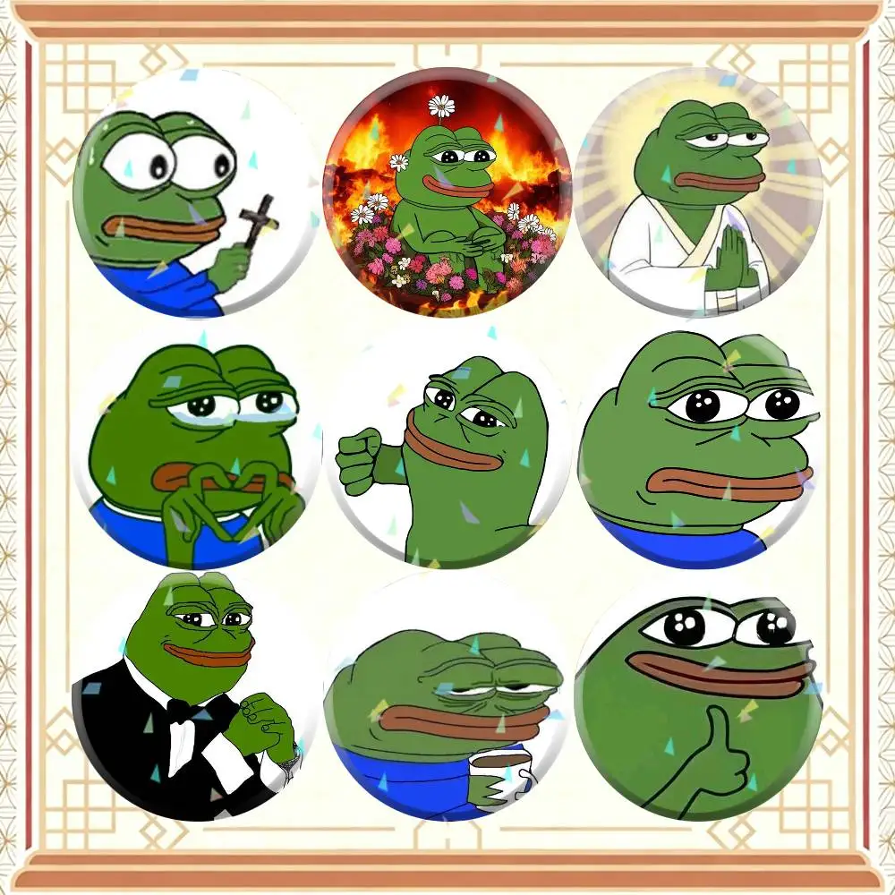 Meme P-Pepe the F-Frog 32/44/58mm Handmade Pins Round Brooch Badge Backpacks Clothes Jewelry Gifts